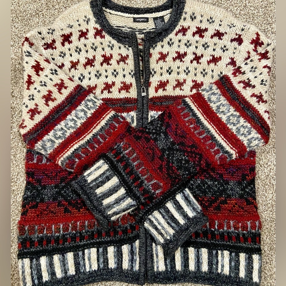 Vintage Tangents Wool Blend Zip-Up Cardigan